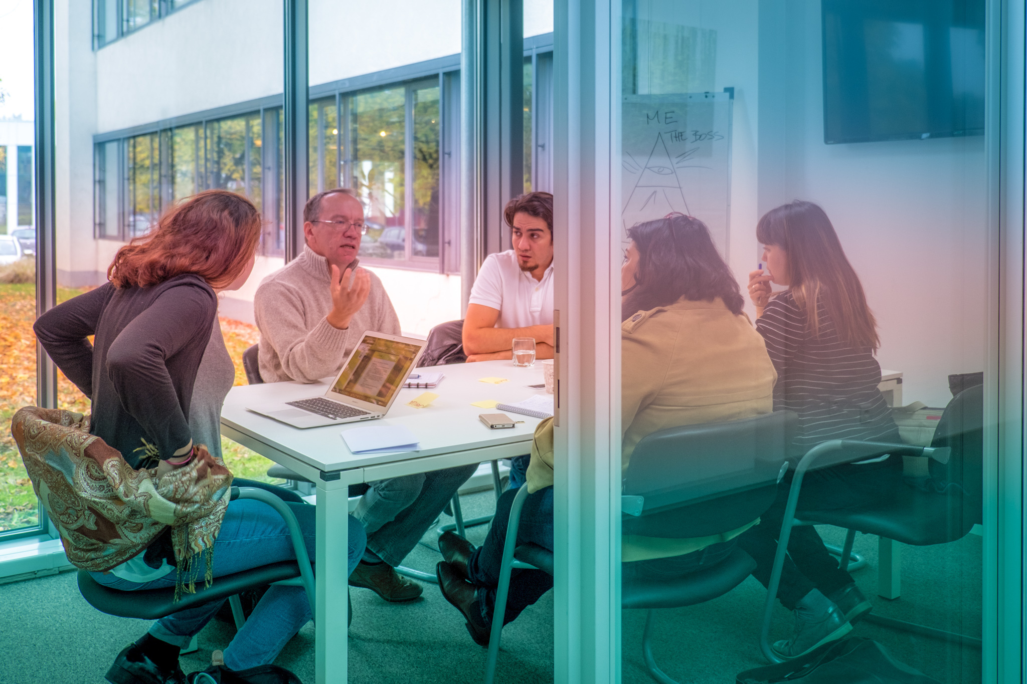 Garden View I: Small meeting room with permaculture garden view  