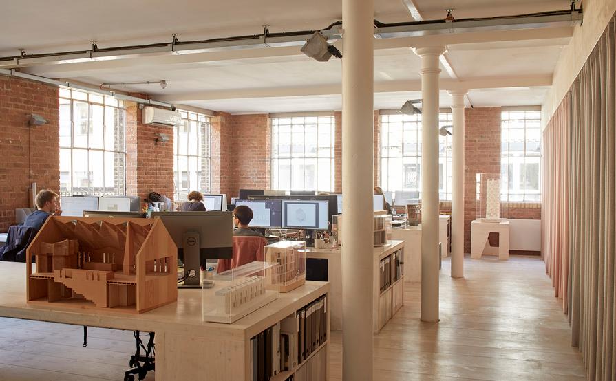 Desk spaces in bright architectural practice