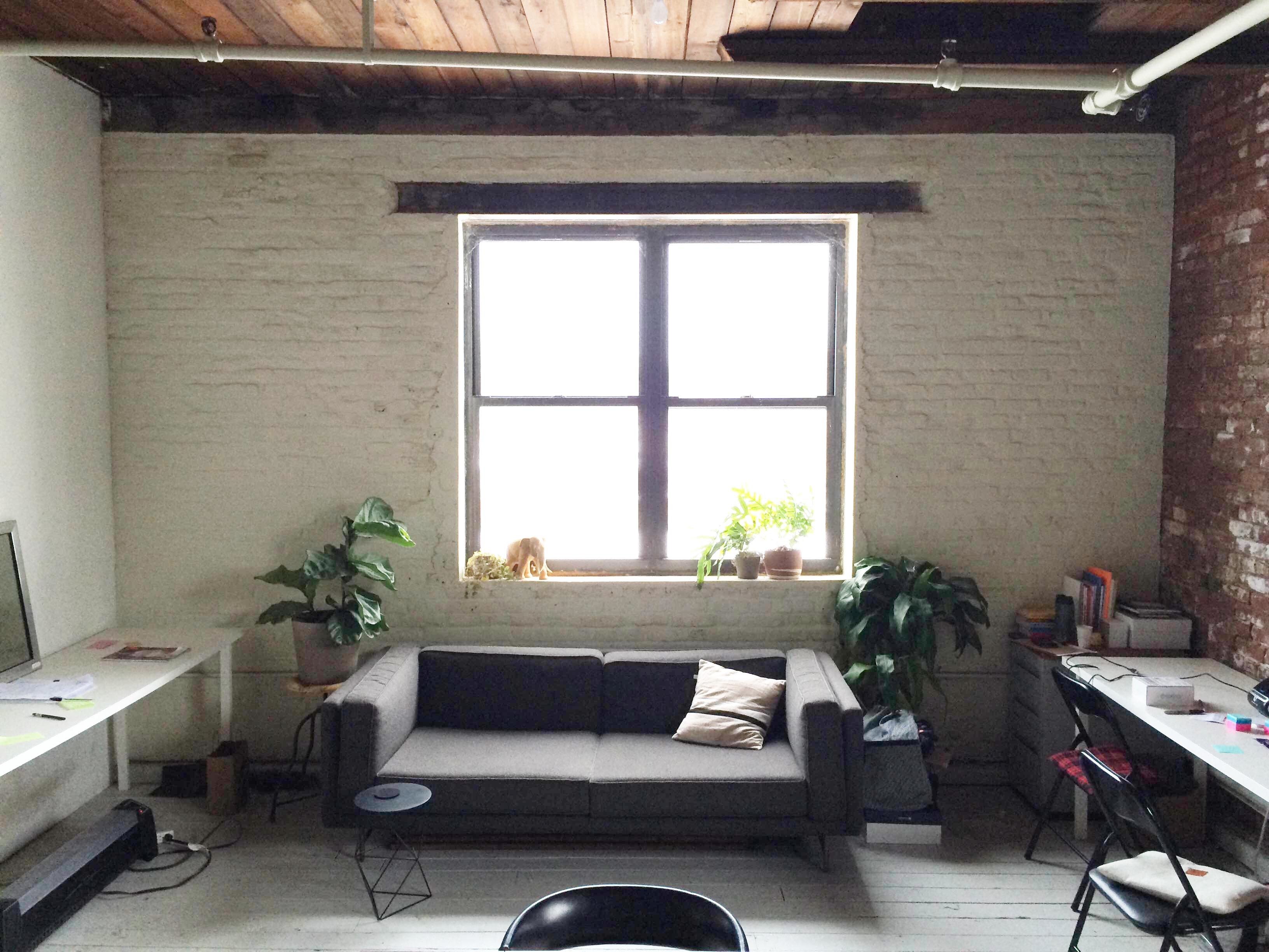 80" Desk in Bright Greenpoint Loft Studio Office Desks Near Me