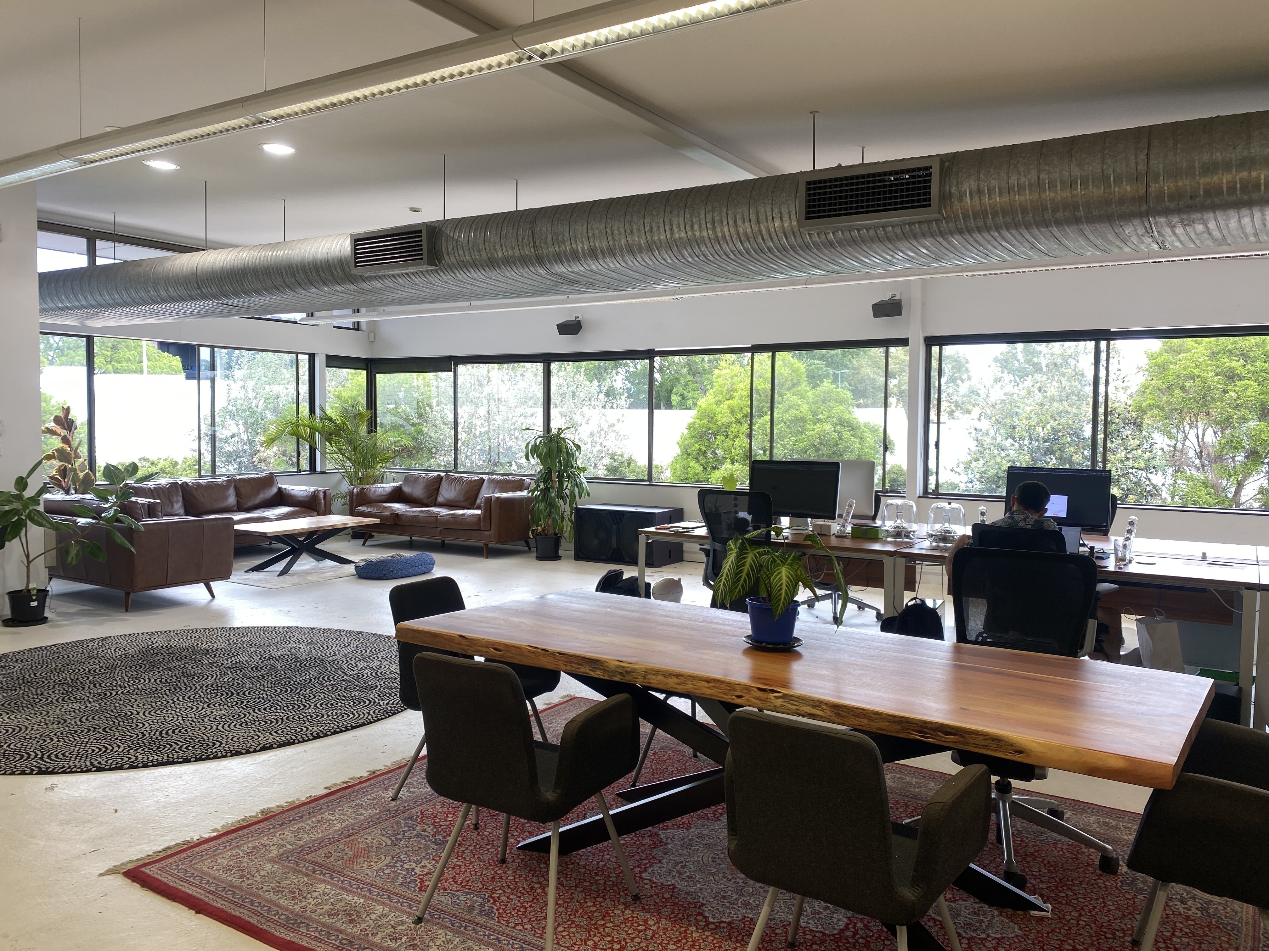 Private desk in shared workspace