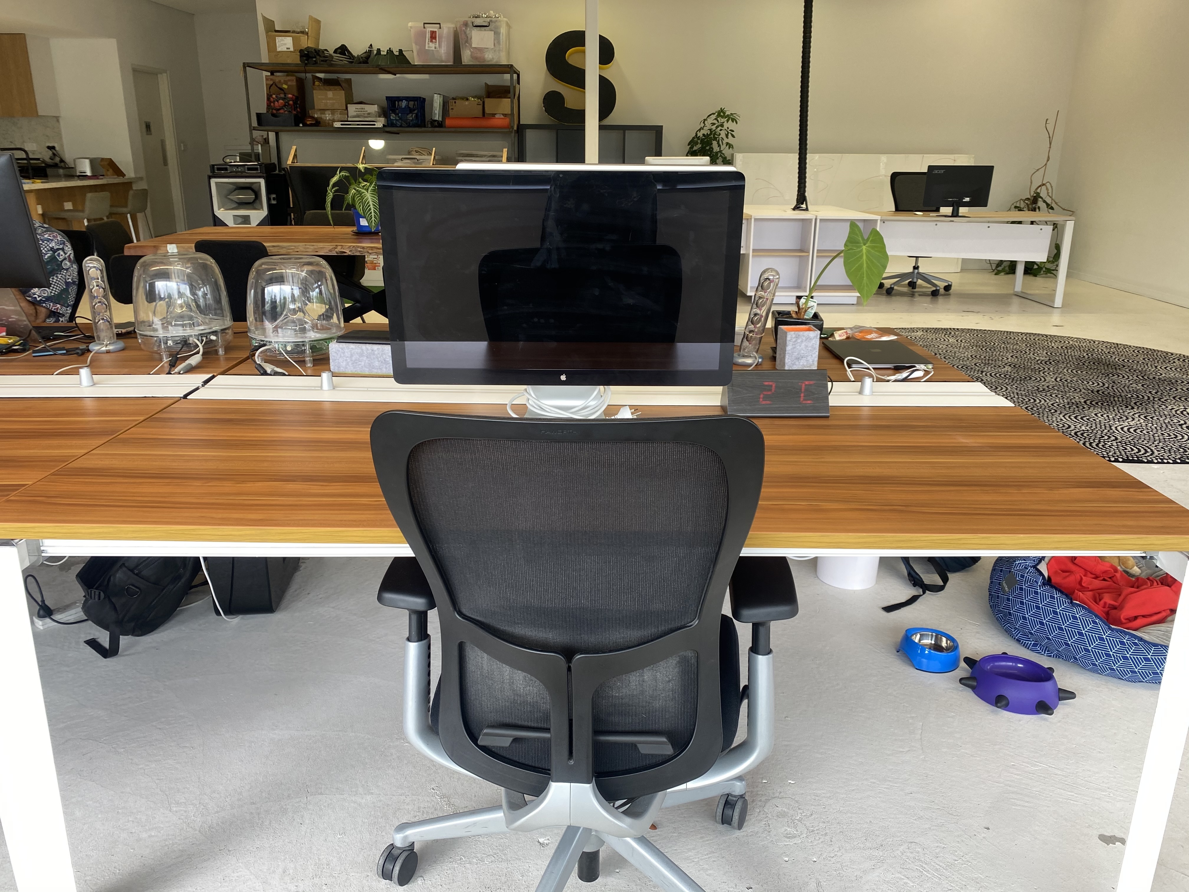 Private desk in shared workspace