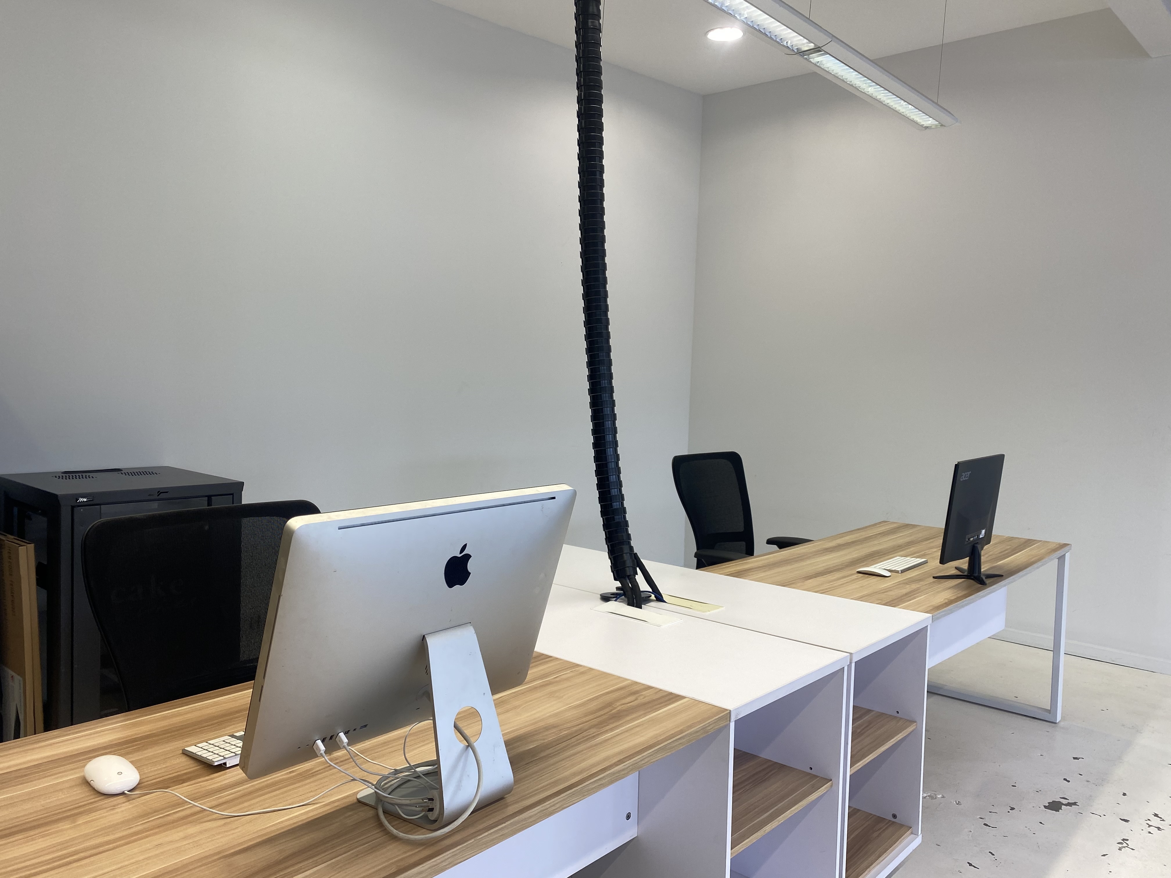 Private desk in shared workspace