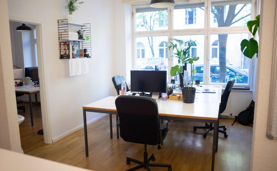 4 desks in shared office, co-working space