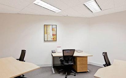 Work your way in a private office for three. Work your way in a private office for three.
