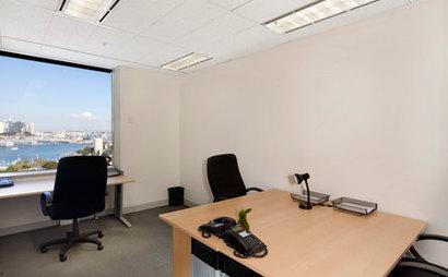 Work your way in a private office for three. Work your way in a private office for three.