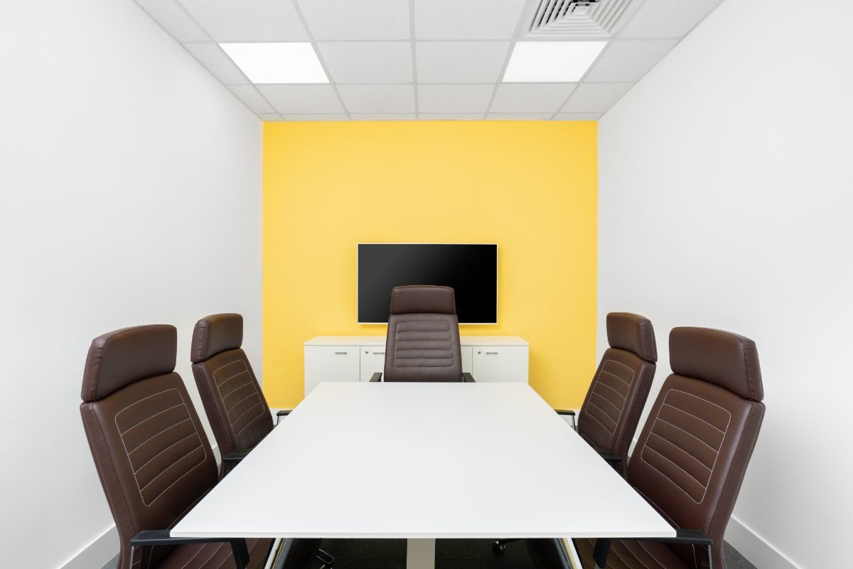 Work your way in a private office for four. 