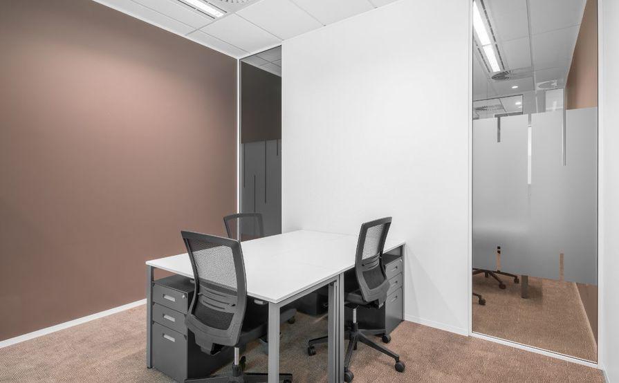 Work your way in a private office for three.