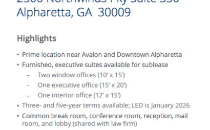 Furnished Class A Executive Office Suites in Prime Alpharetta Location Furnished Class A Executive Office Suites in Prime Alpharetta Location
