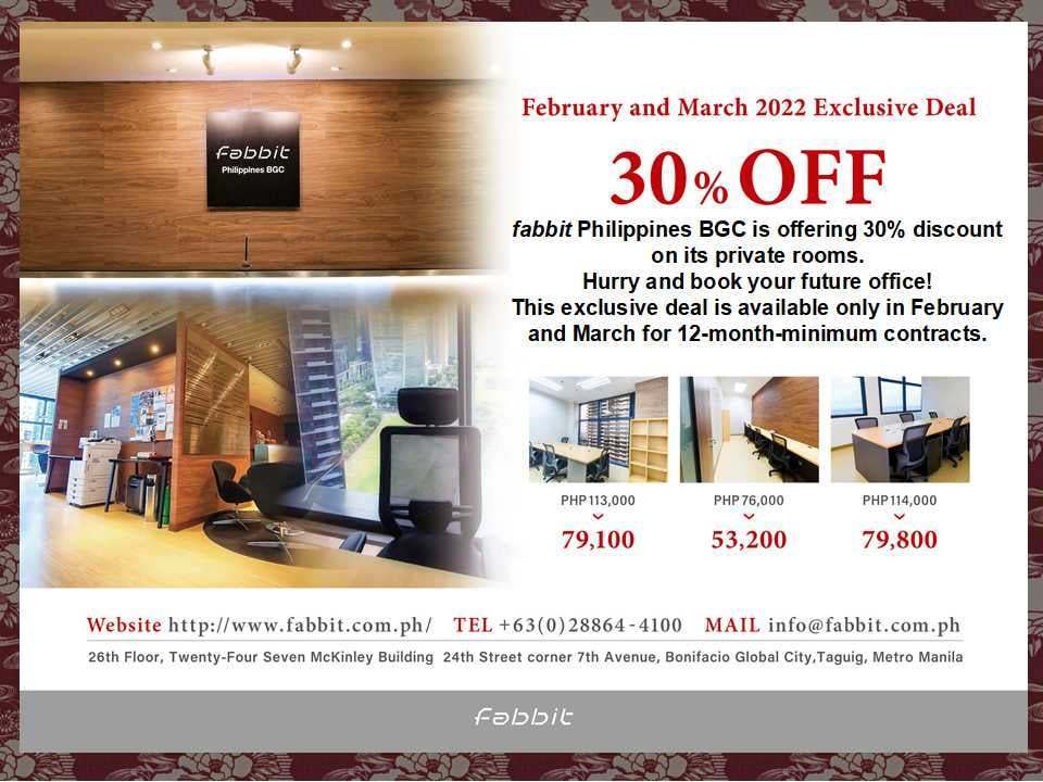 30% off on our Private Offices