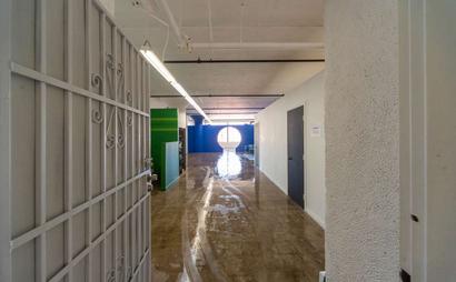 Colorful Meeting Space with Skyline View Colorful Meeting Space with Skyline View