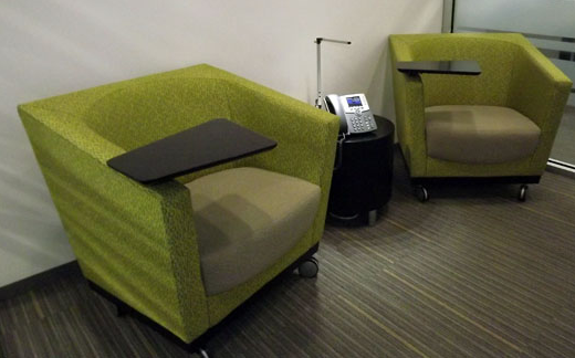 Reservable, pay-as-you-go conference rooms; Cafe-style seating for drop-in use; Dedicated desks