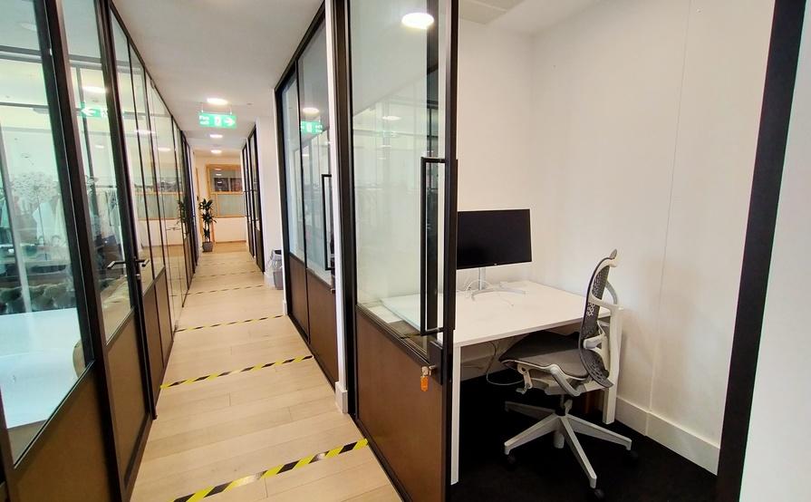 Private one-person office in co-working building, includes 27" 4K monitor and Herman Miller chair