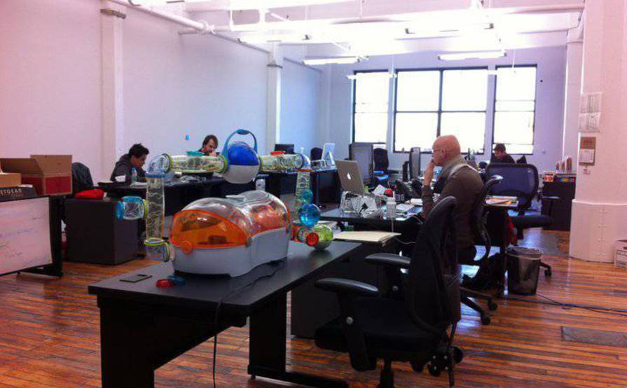 Desks available in a shared DUMBO loft space