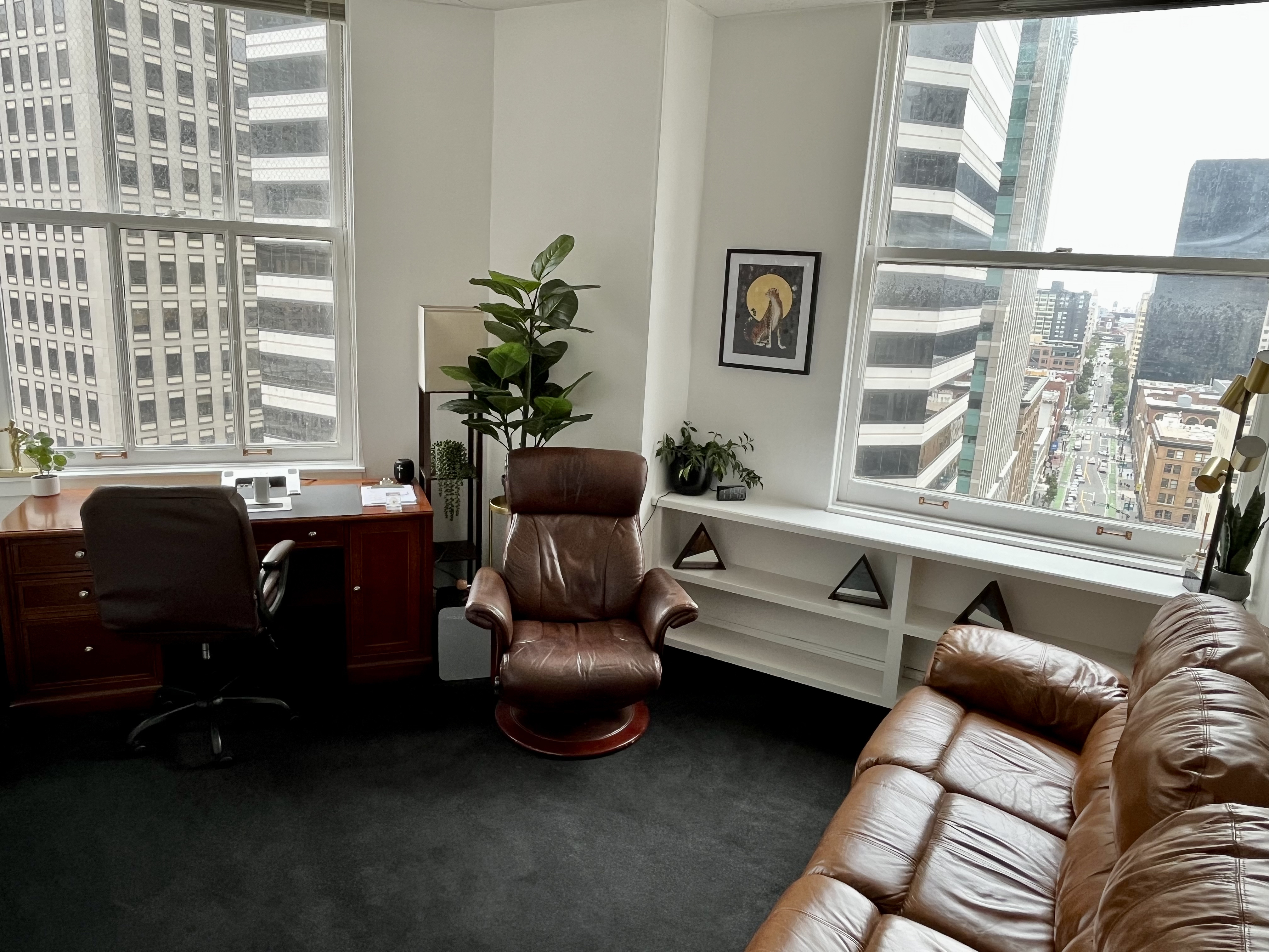 Downtown Private Office with Desk, Meeting Area, City Views
