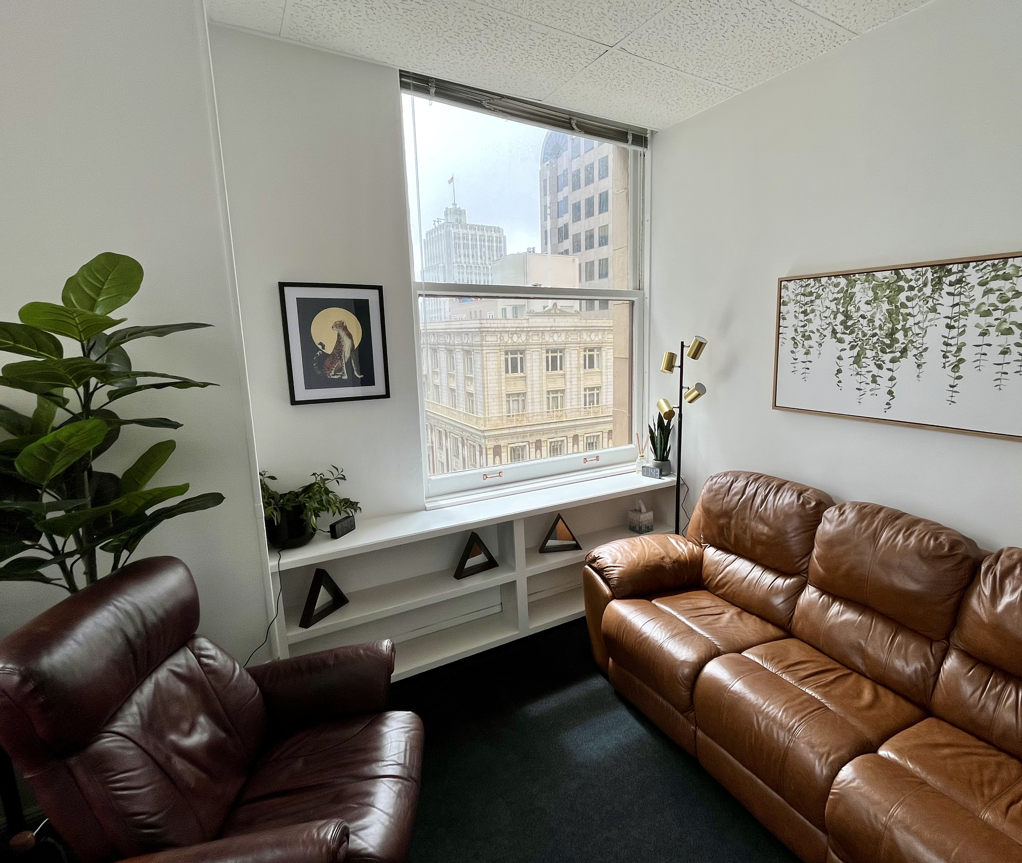 Downtown Private Office with Desk, Meeting Area, City Views