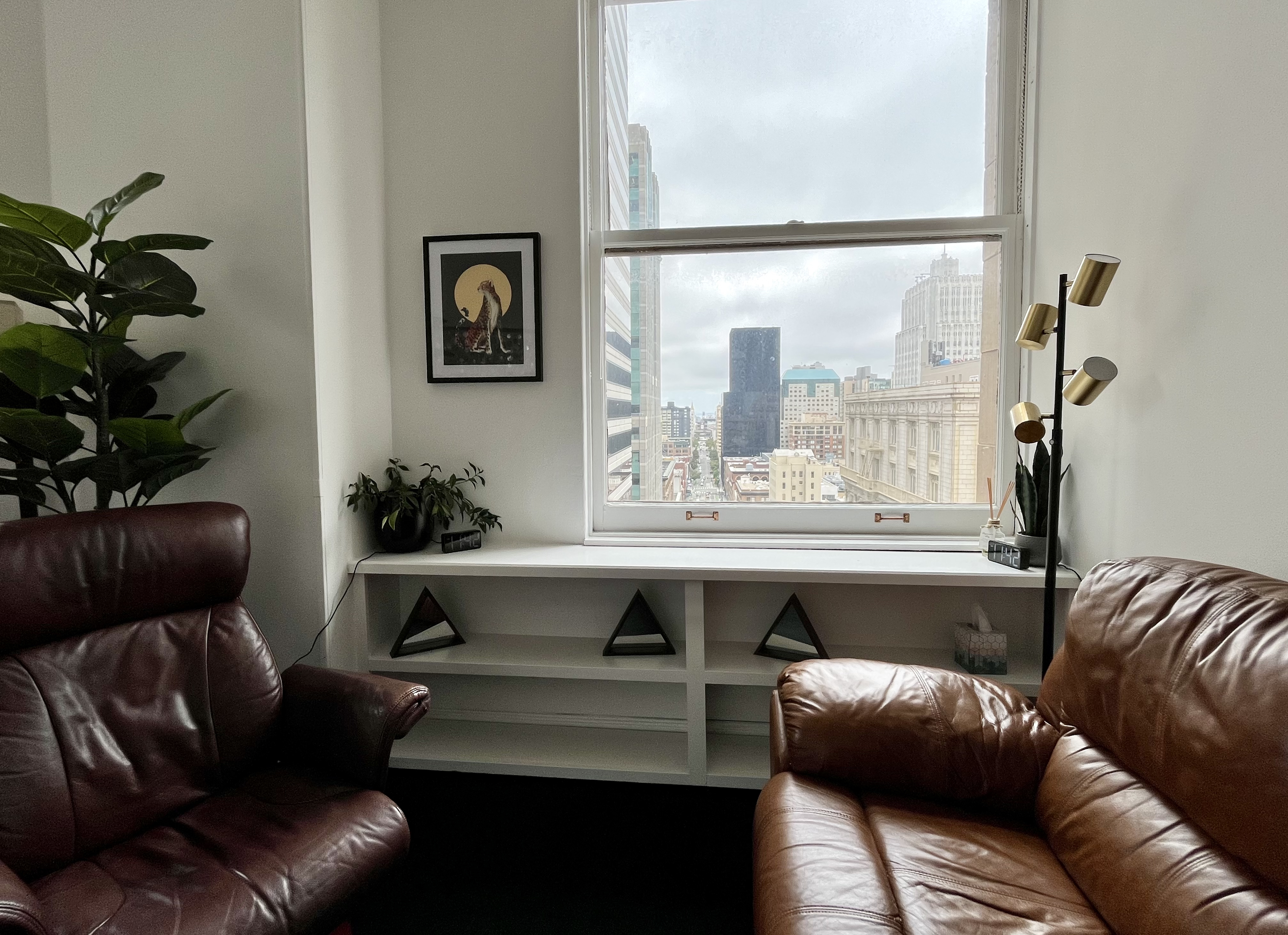 Downtown Private Office with Desk, Meeting Area, City Views