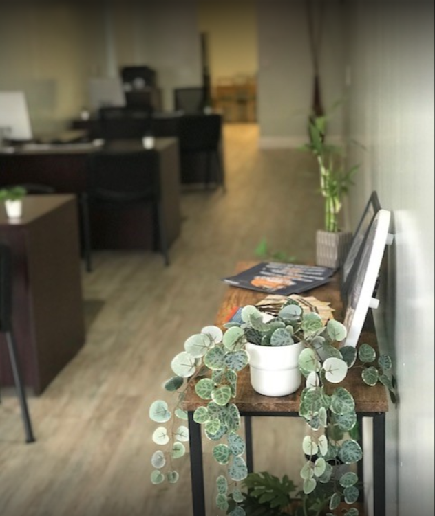 Desk in an office in a big plaza near to publix