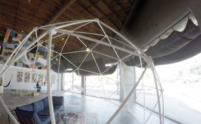 Mobile desk in creative studio Mobile desk in creative studio