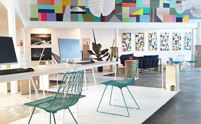 Mobile desk in creative studio Mobile desk in creative studio