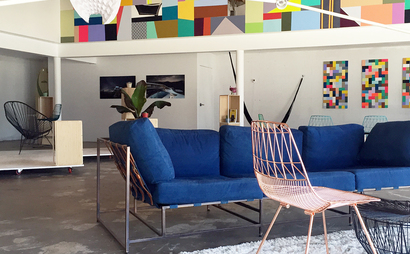 Mobile desk in creative studio Mobile desk in creative studio