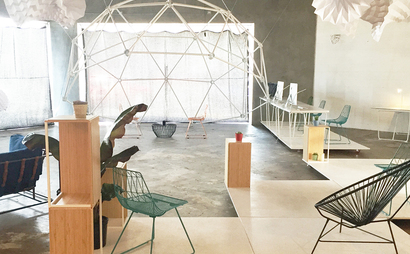 Mobile desk in creative studio Mobile desk in creative studio