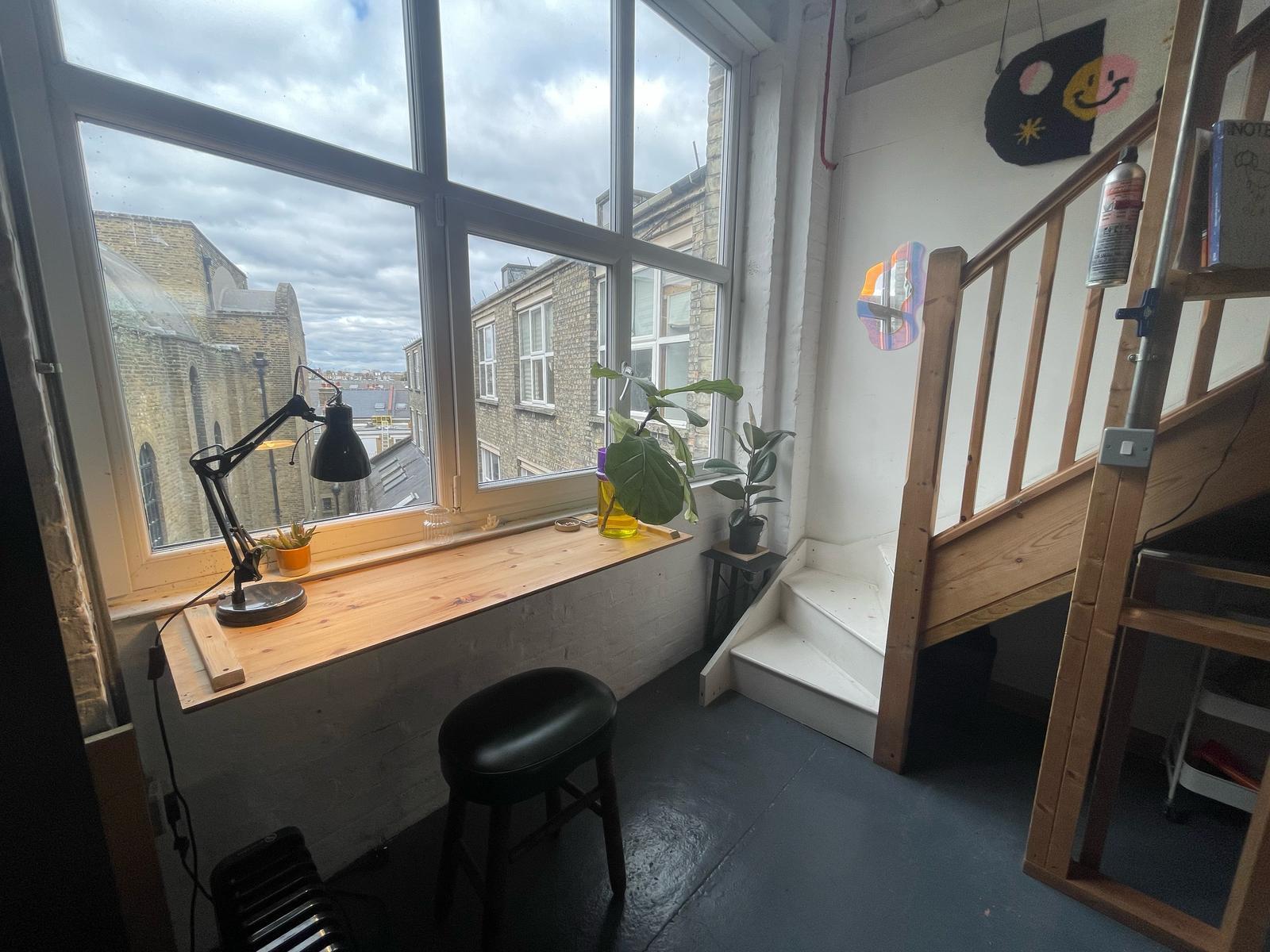 Creative Desk in a mezzanine studio, Dalston Creative Desk in a mezzanine studio, Dalston