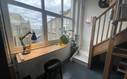 Creative Desk in a mezzanine studio, Dalston Creative Desk in a mezzanine studio, Dalston