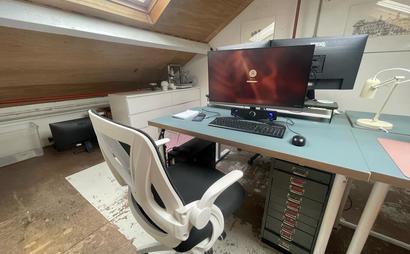 Creative Desk in a mezzanine studio, Dalston Creative Desk in a mezzanine studio, Dalston