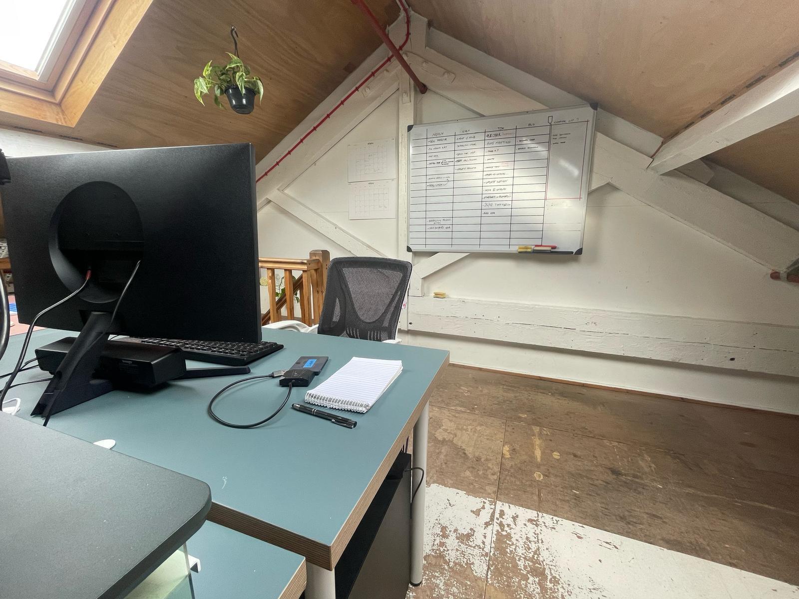 Creative Desk in a mezzanine studio, Dalston Creative Desk in a mezzanine studio, Dalston