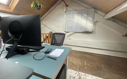 Creative Desk in a mezzanine studio, Dalston Creative Desk in a mezzanine studio, Dalston