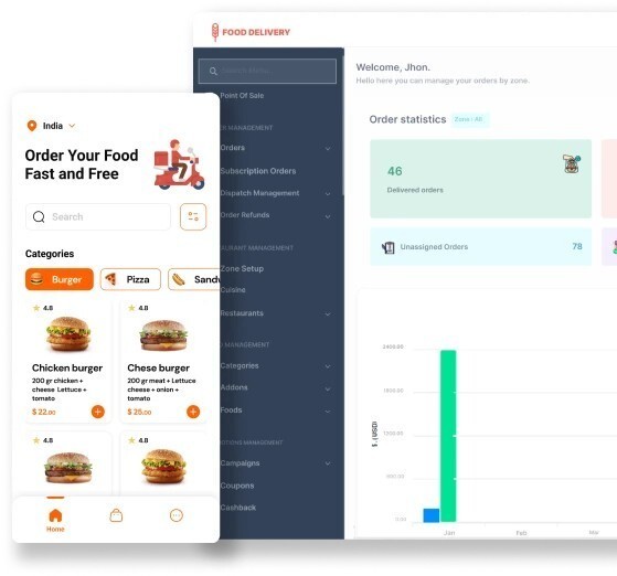 Food delivery app development solutions