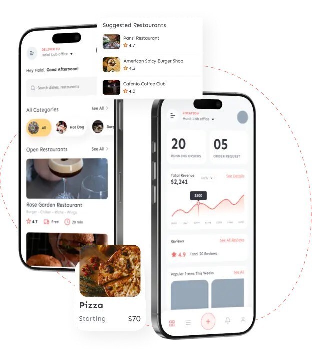 Food delivery app development solutions