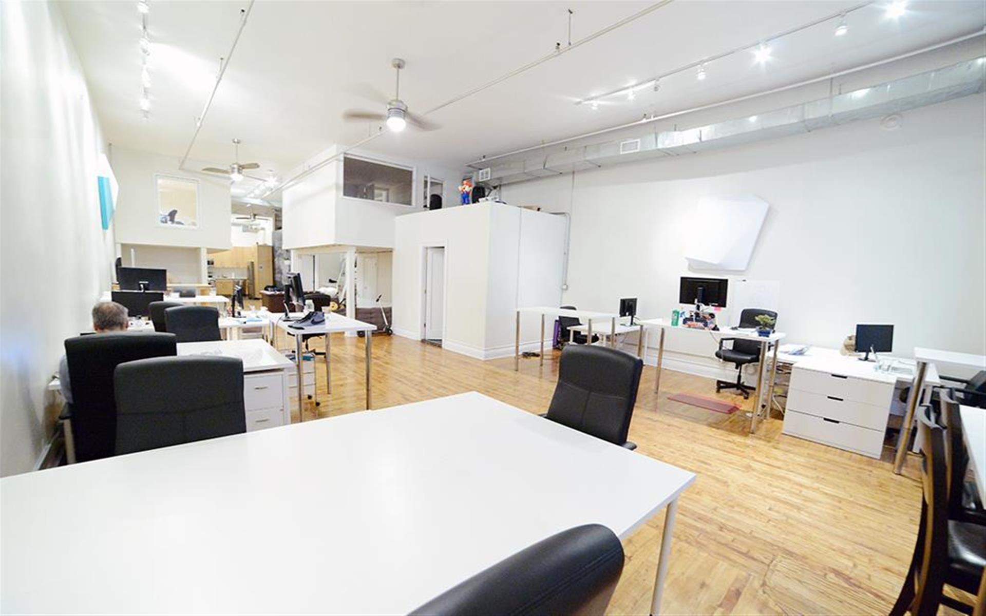 desks in an amazing office space