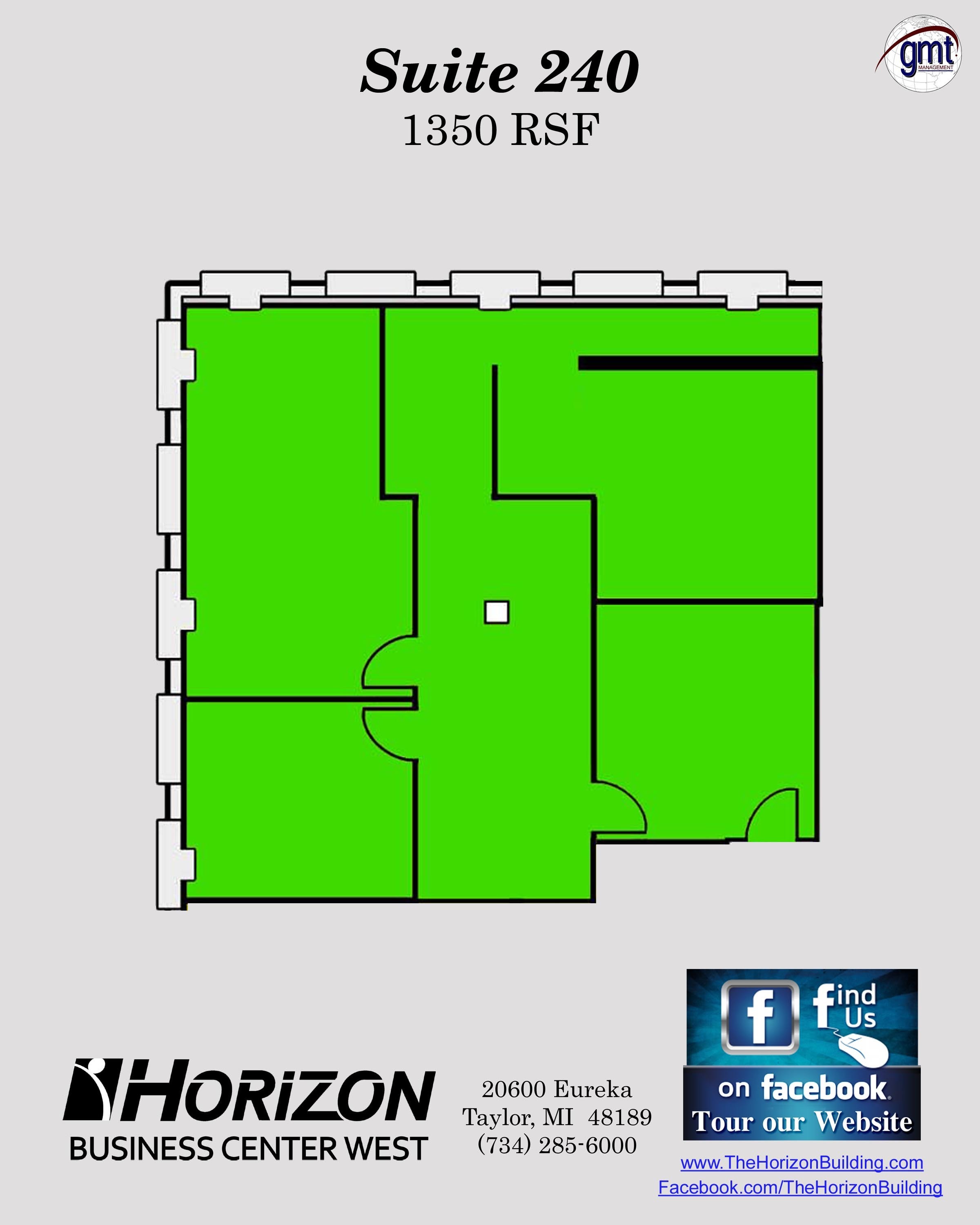 Suite 240 private 5 room office 1350sf 