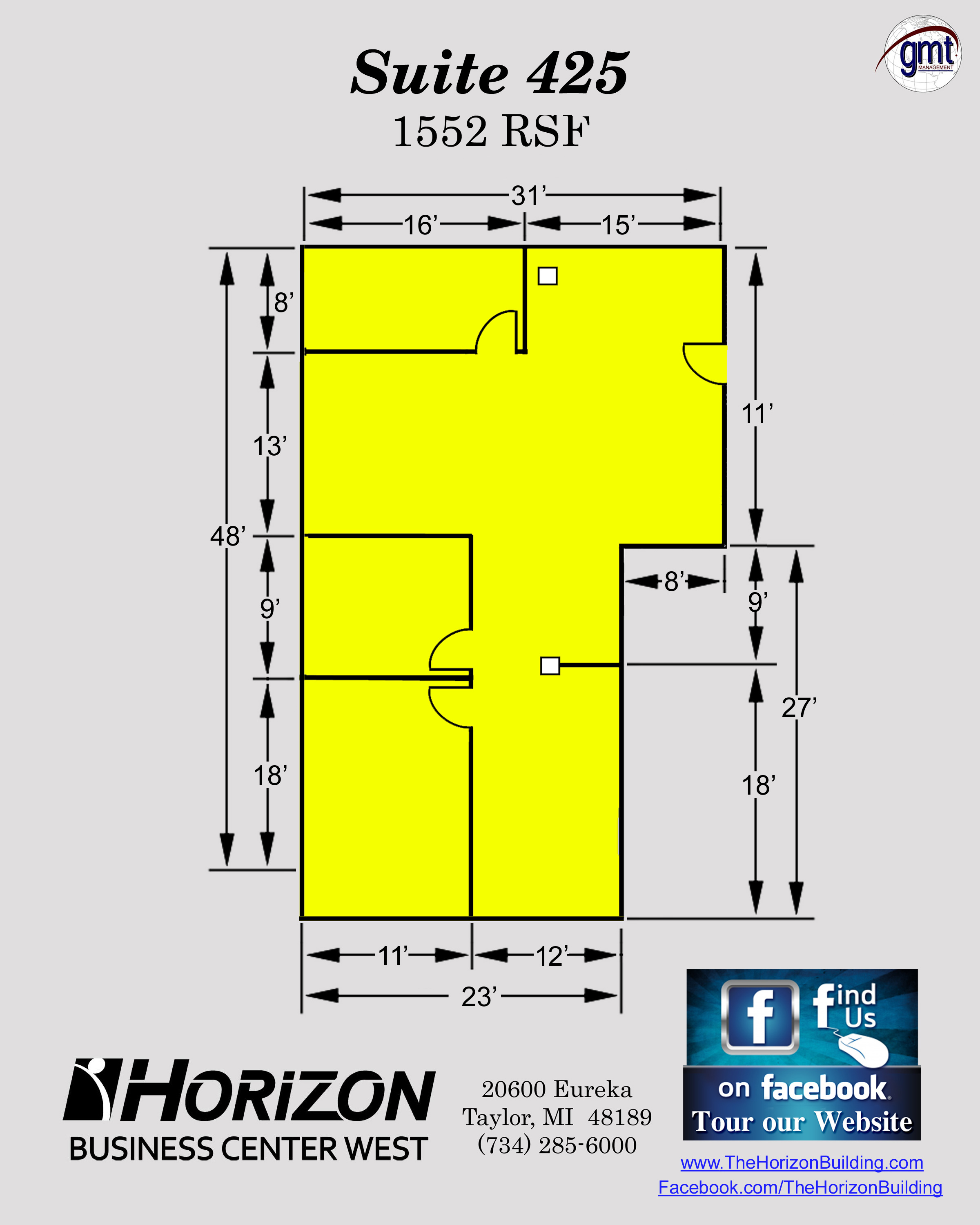 Suite 425 expansive and functional large open area 1552sf