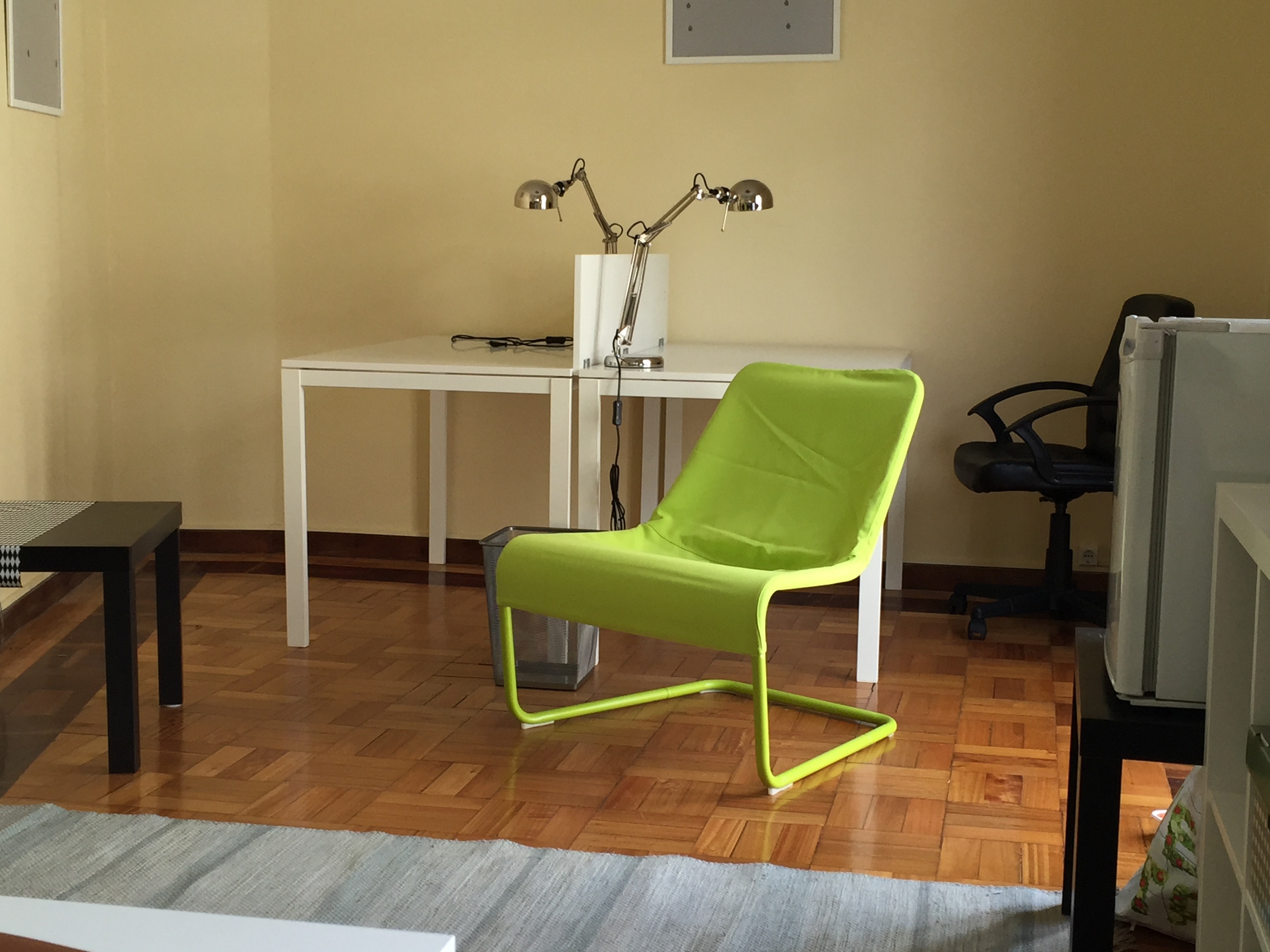 Private desk in small collaborative space