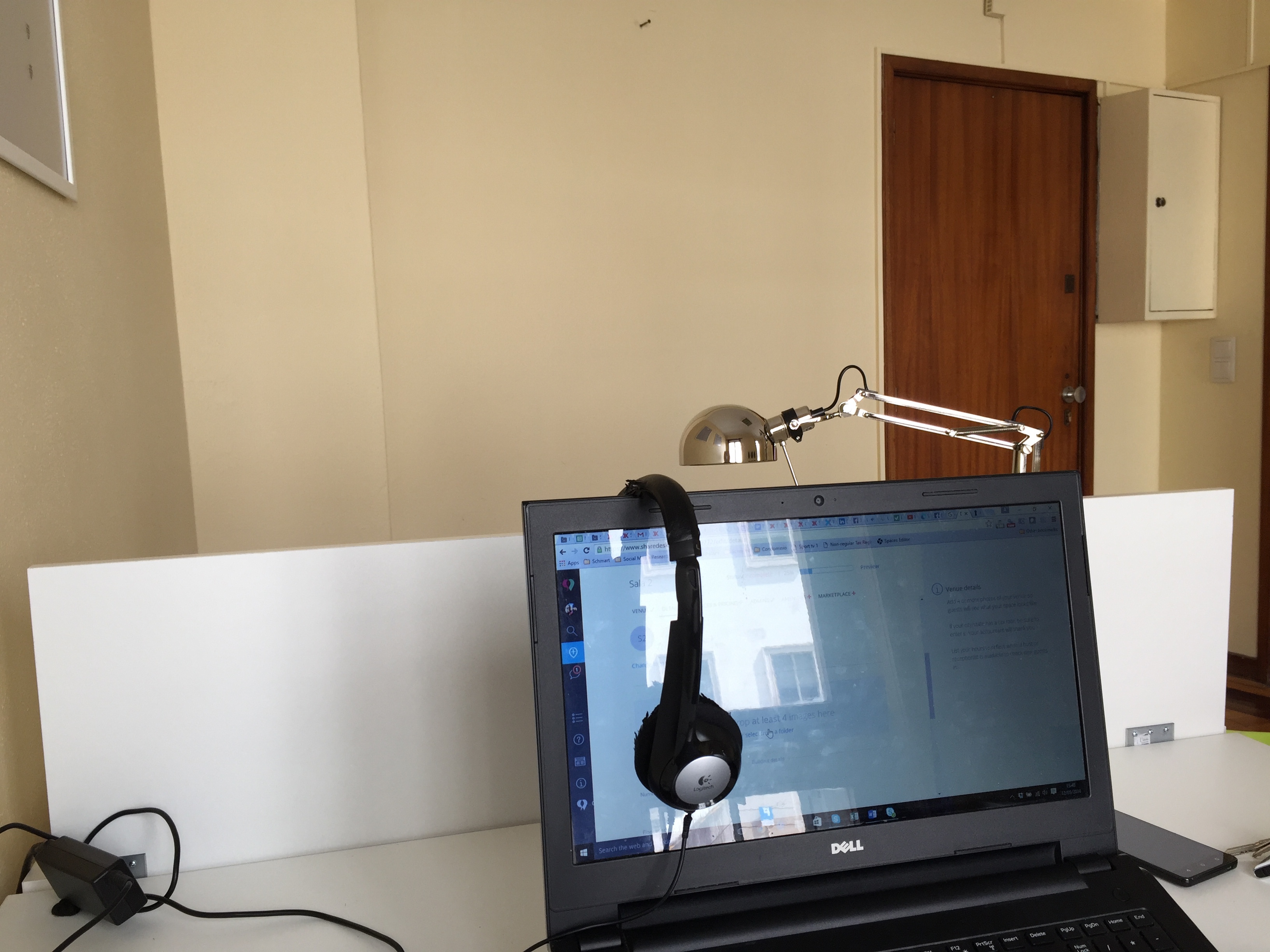 Private desk in small collaborative space