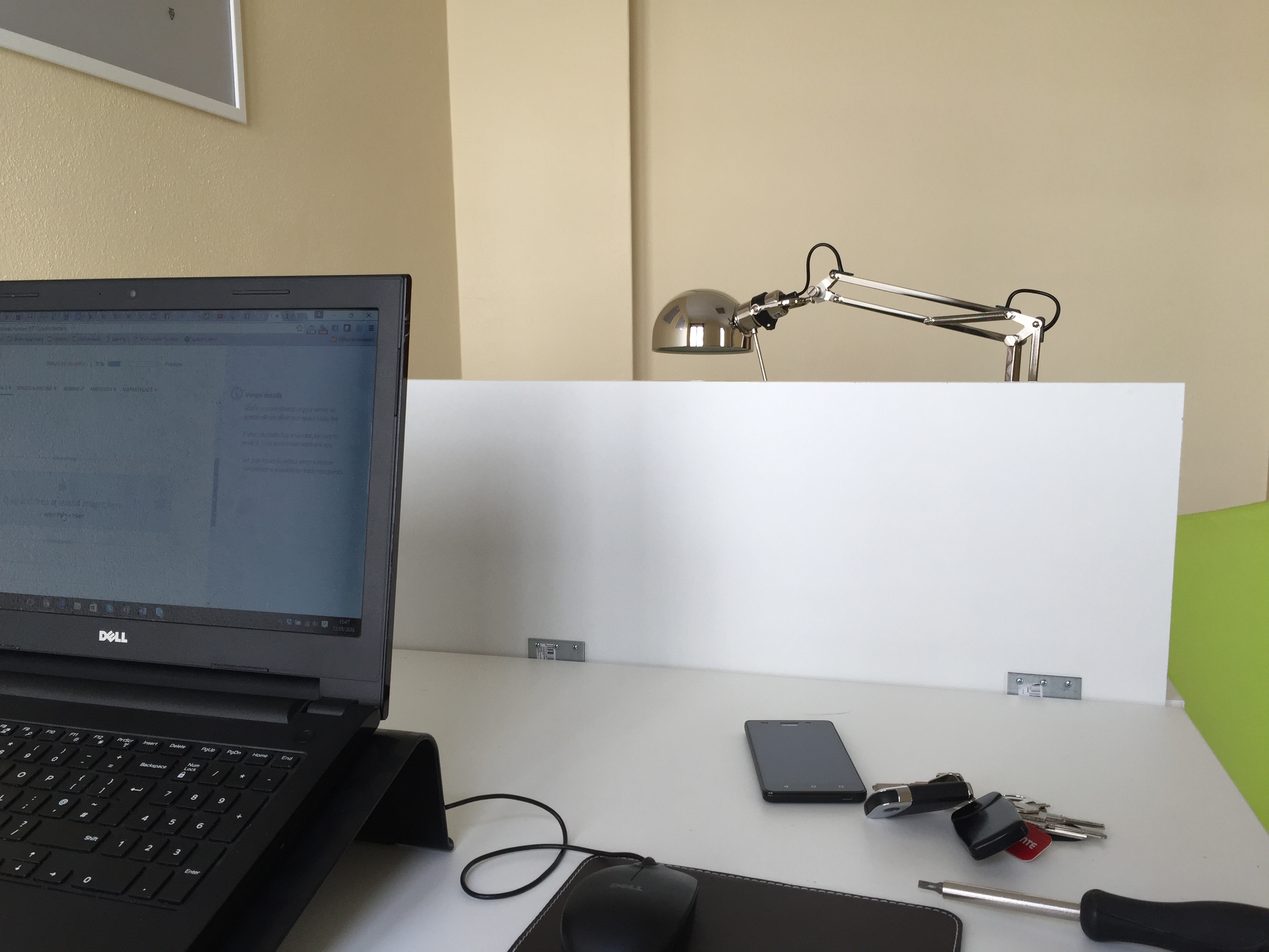 Private desk in small collaborative space