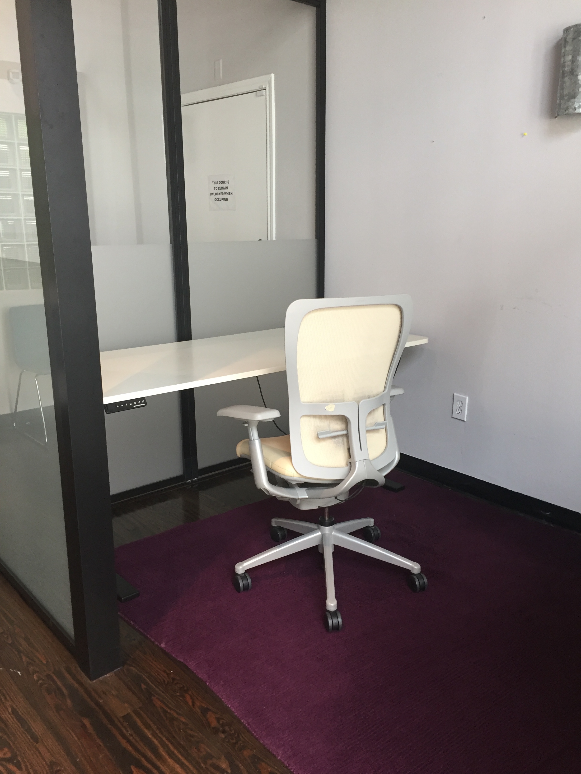 Semi-Private cube space with Desk & Storage Cabinet