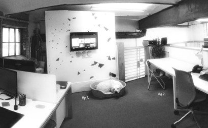 Desk space at Paintworks in animation studio