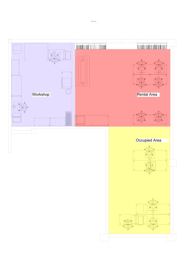 Small or large desks, with access to workshop