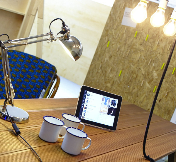 Co-working in warehouse space.