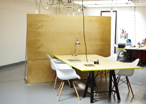 Co-working in warehouse space.