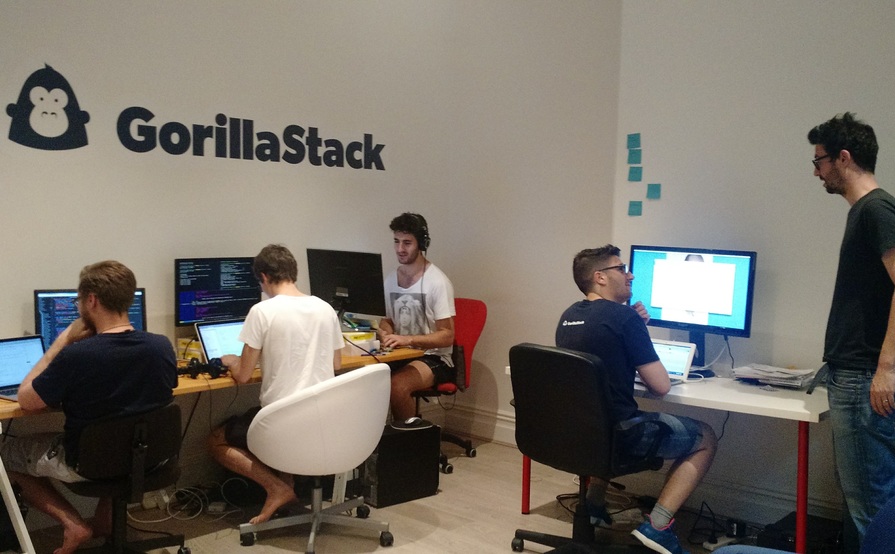 Creative work space with a growing startup Creative work space with a growing startup