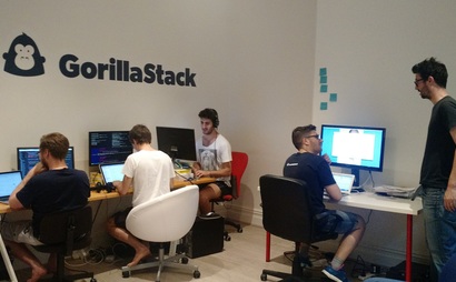 Creative work space with a growing startup Creative work space with a growing startup