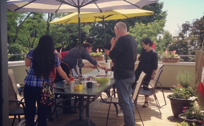 Dedicated desks. Shared office space. Big windows. Open concept. Decks with a view of the lake.