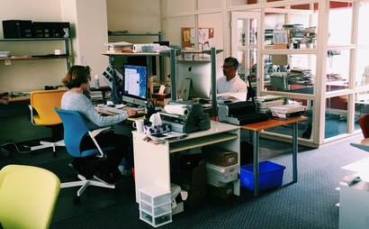 Dedicated desks. Shared office space. Big windows. Open concept. Decks with a view of the lake.