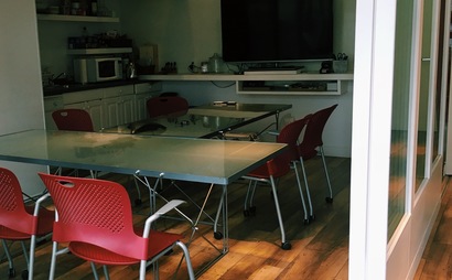 Dedicated desks. Shared office space. Big windows. Open concept. Decks with a view of the lake.