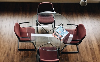 Dedicated desks. Shared office space. Big windows. Open concept. Decks with a view of the lake.