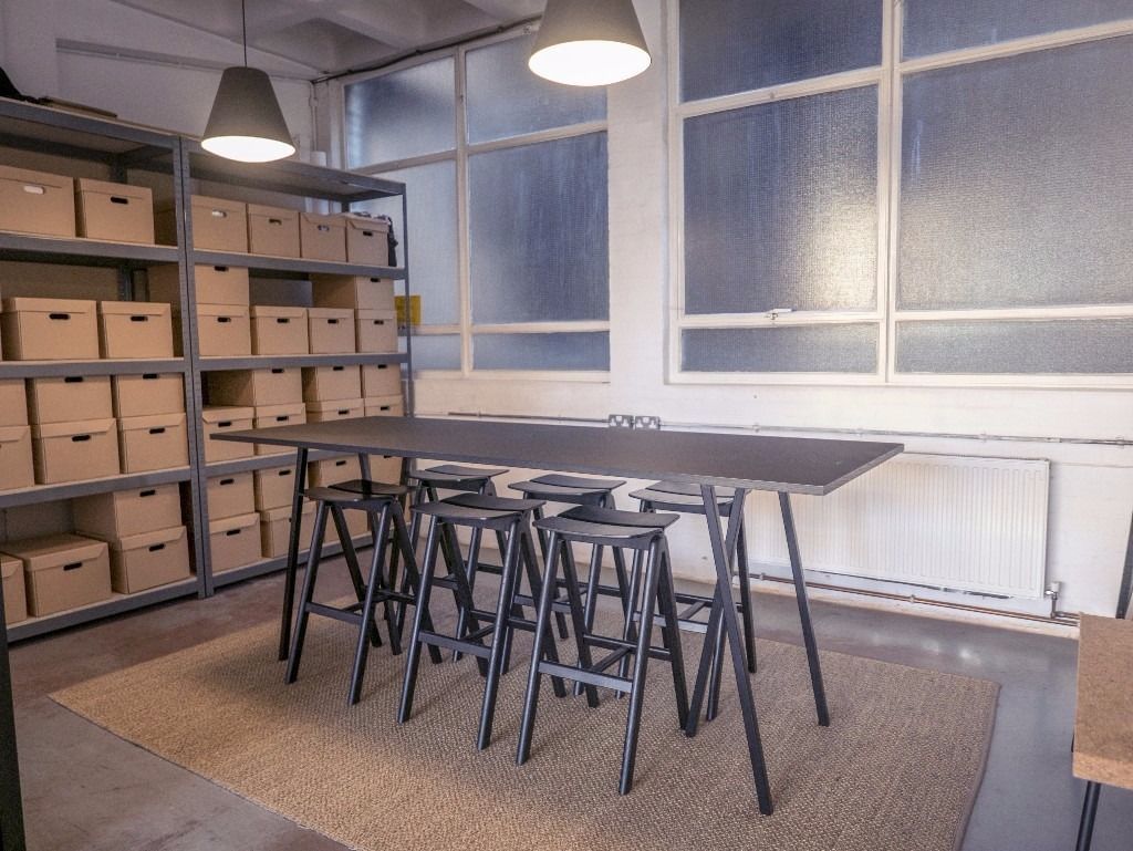 Desk in a well-lit 635 sqft space in Studio Three, a co-working space in Dalston Junction, Hackney